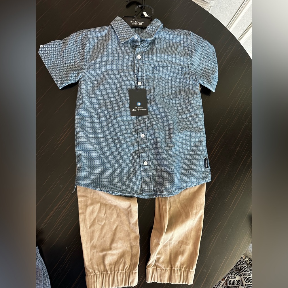 Ben Sherman Blue and Tan Kids Matching Set